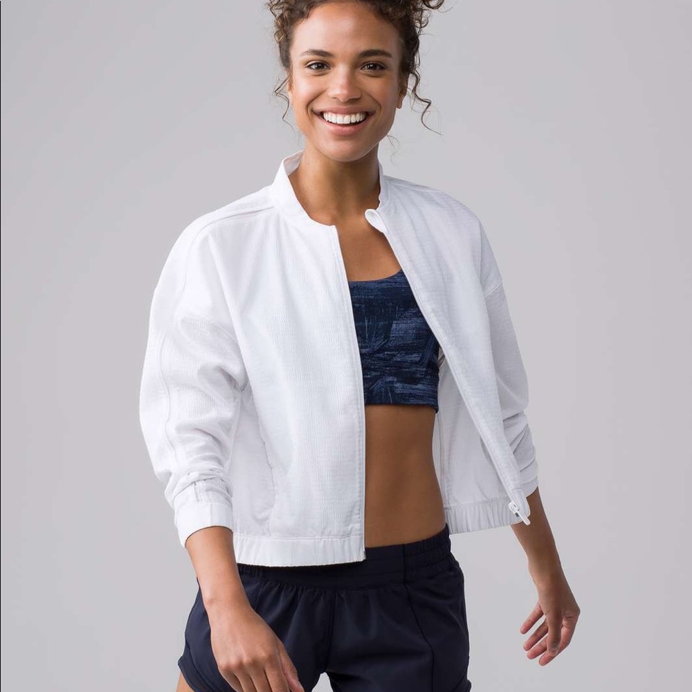 Lululemon White Pack Light Bomber Jacket